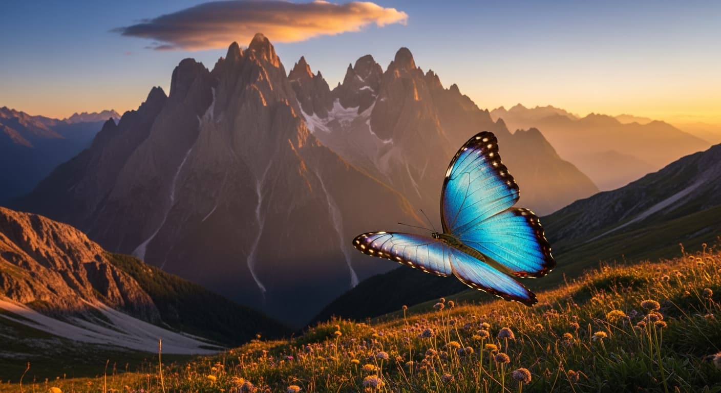 Interpretación de una mariposa en los Andes