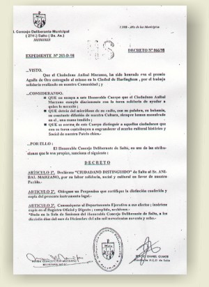 Consejo Deliberante nombra Ciudadano Distinguido a Aníbal Marzano