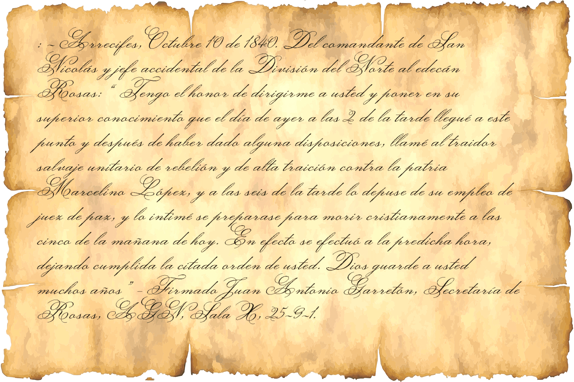 Documento de la Secretaría de Rosas año 1840